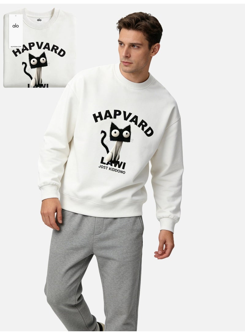 Alo Yoga Alo Lawi Cat Graphic Crewneck Sweatshirt in Off-White - Image 5